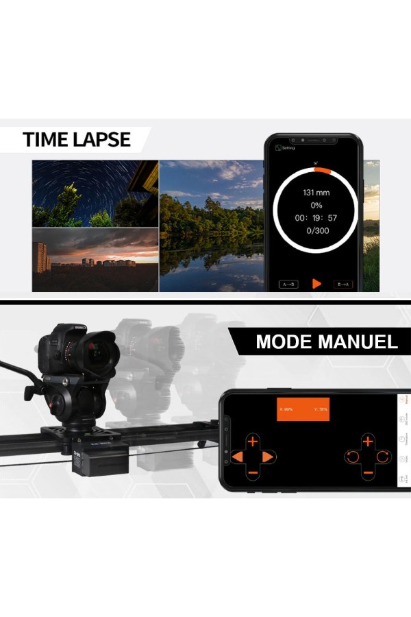 SLIDER P1-KMS-S3 - Motorisé via application - 2 axes - Fonctions Time lapse et manuel sur application - Konova