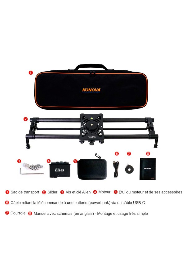 SLIDER P1-KMS-S3 - Motorisé via application - 2 axes - Éléménets fournis - Konova
