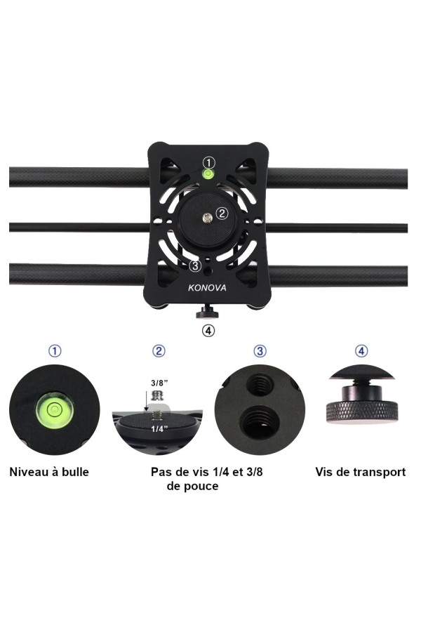 SLIDER P1 - Déplacement manuel - 2 axes - Vue du plateau - Konova